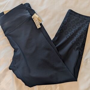 Black Capri Leggings with Floral Cutouts